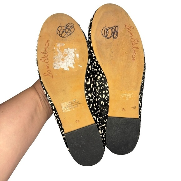 Sam Edelman Felecia Dyed Cow Fur leather ballet flats women’s 7.5 black white - Picture 10 of 10